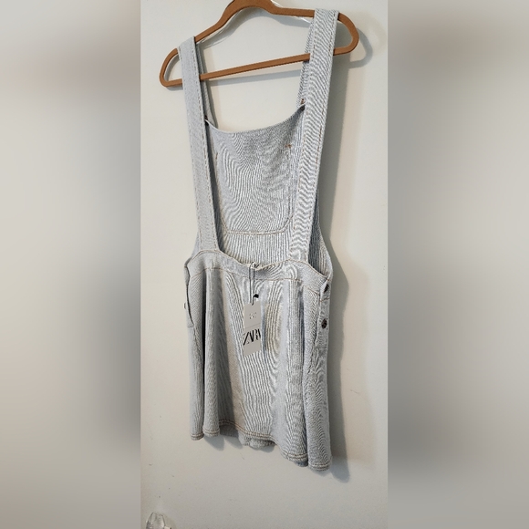 NWT Zara Open Back Knit Sweater Overall Dress Baby Blue Medium - Picture 4 of 6